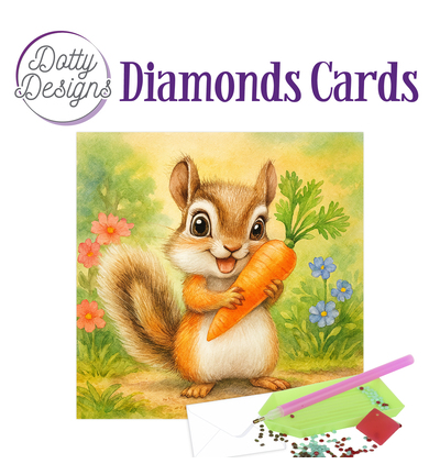 DDDC1226 - Dotty Designs - Diamond Cards - Ecureuil avec carotte - 
