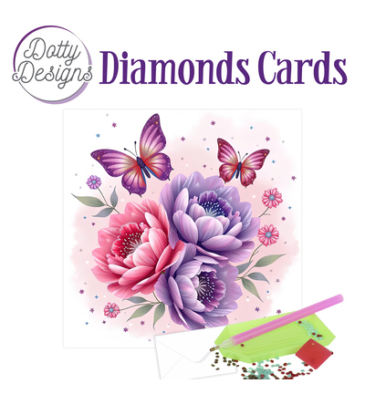 DDDC1223 - Dotty Designs - Diamond Cards - Fleurs violettes et papillons - 
