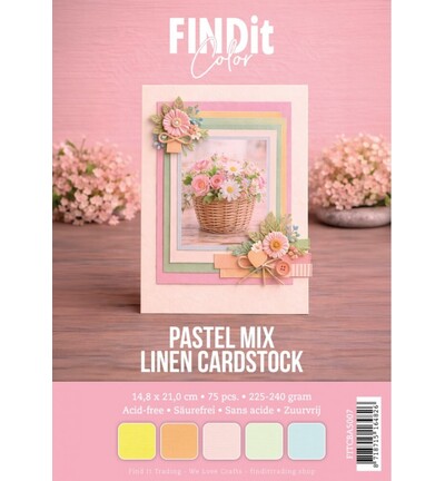 FITCBA5007 - Find It Color - Set de cardstock lin A5 - Mélange pastel - 