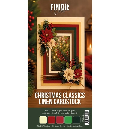 FITCB4k012 - Find It Color - Linen Cardstock Pack 4K - Christmas Classics Pack - 