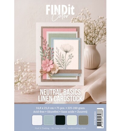 FITCBA5010 - Find It Color - Linen Cardstock Pack A5 - Neutral Basics Pack - 