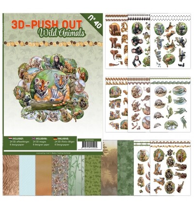 3DPO10040 - Find-it - 3D Push-Out Book 40 – Animaux sauvages - Animaux
