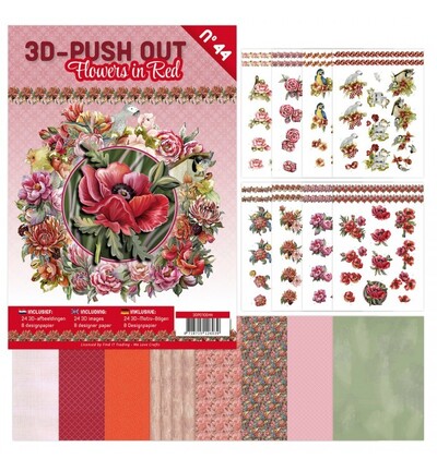 3DPO10044 - Find-it - 3D Push-Out Book 44 – Fleurs rouges - 