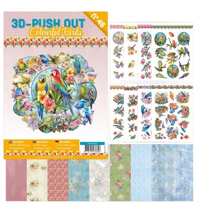 3DPO10046 - Find-it - 3D Push-Out Book 46 – Oiseaux colorés - 
