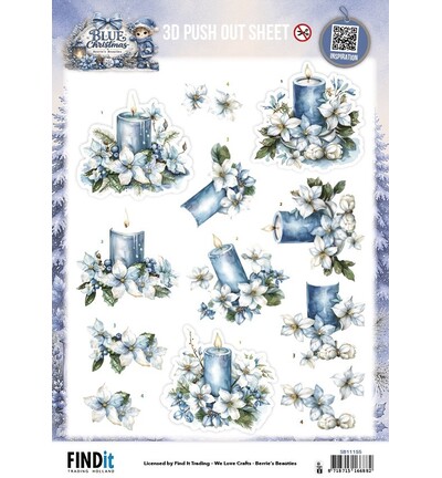 SB11155 - Find-it - Push-out – Blue Candles and White Poinsettia - Blue Christmas SB11155 - Find-it - Push-out – Blue Candles and White Poinsettia - Blue Christmas