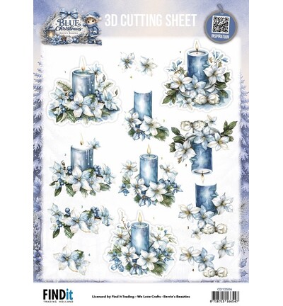 CD12506 - Find-it - Feuille 3D à découper – Blue Candles and White Poinsettia - Blue Christmas CD12506 - Find-it - Feuille 3D à découper – Blue Candles and White Poinsettia - Blue Christmas