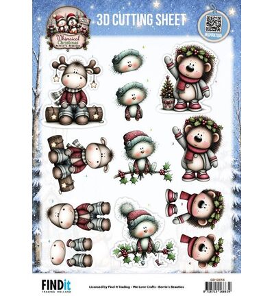 CD12515 - Find-it - Feuille 3D à découper – Furry Friends - Whimsical Christmas