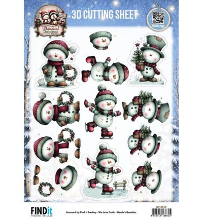 CD12513 - Find-it - Feuille 3D à découper – Snowmen - Whimsical Christmas