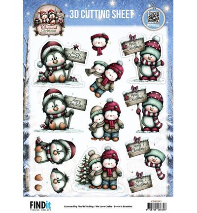 CD12512 - Find-it - Feuille 3D à découper – Penguins - Whimsical Christmas