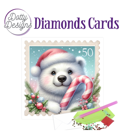 DDDC1229 - Dotty Designs - Diamond Cards – Ours polaire timbre-poste - Diamond Cards