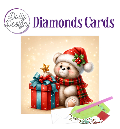 DDDC1233 - Dotty Designs - Diamond Cards – Ours avec cadeau - Diamond Cards DDDC1233 - Dotty Designs - Diamond Cards – Ours avec cadeau - Diamond Cards