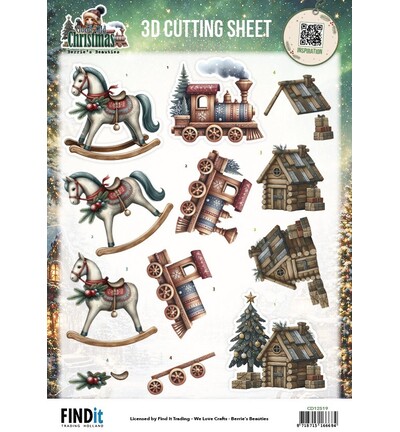 CD12519 - Find-it - Feuille 3D à découper – Christmas Toys - Good Old Christmas