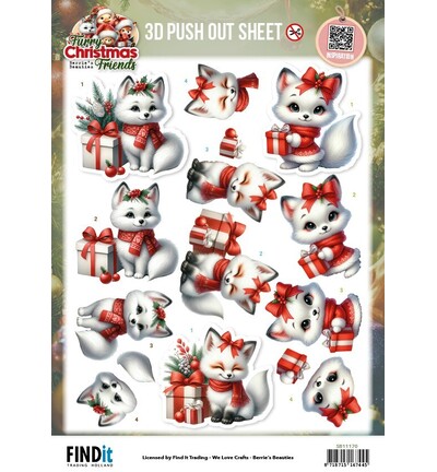 SB11170 - Find-it - Push-out – Christmas White Fox - Furry Christmas Friends