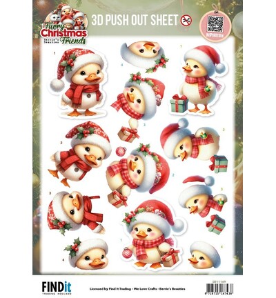 SB11169 - Find-it - Push-out – Christmas Funny Duck - Furry Christmas Friends