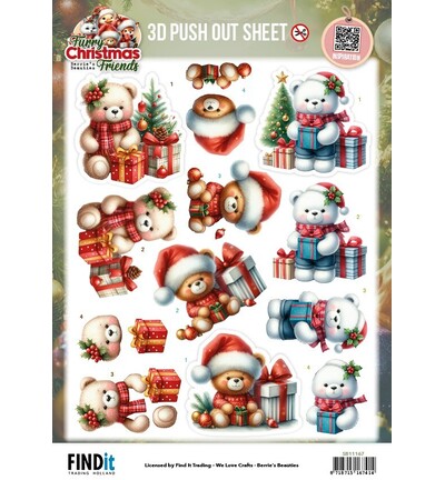 SB11167 - Find-it - Push-out – Christmas Bear - Furry Christmas Friends