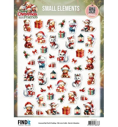 CD12529 - Find-it - Feuille à découper – Small Elements - Furry Christmas Friends