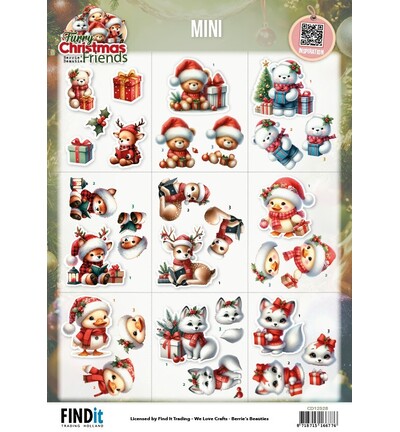 CD12528 - Find-it - Feuille à découper – Mini - Furry Christmas Friends