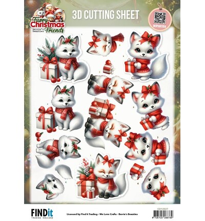 CD12527 - Find-it - Feuille 3D à découper – Christmas White Fox - Furry Christmas Friends
