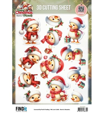 CD12526 - Find-it - Feuille 3D à découper – Christmas Funny Duck - Furry Christmas Friends