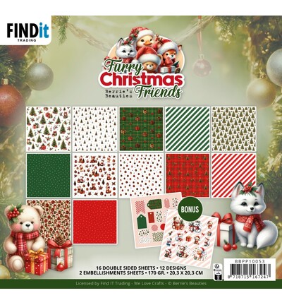 BBPP10053 - Find-it - Set de papiers – Furry Christmas Friends - Furry Christmas Friends