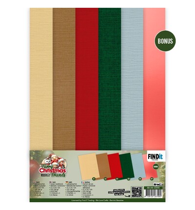 BB-A4-10044 - Find-it - Linen Cardstock Pack – A4 - Furry Christmas Friends