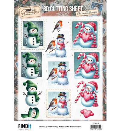 CD12570 - Find-it - Feuille 3D à découper – Snowmen - Christmas Stamps CD12570 - Find-it - Feuille 3D à découper – Snowmen - Christmas Stamps