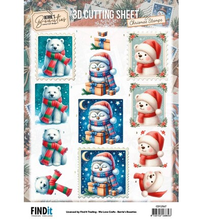 CD12567 - Find-it - Feuille 3D à découper – Winter Friends - Christmas Stamps CD12567 - Find-it - Feuille 3D à découper – Winter Friends - Christmas Stamps