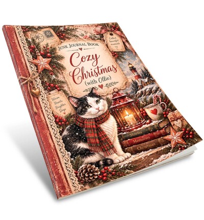 JAS-OLL-JJB-001 - Find-it - Livre junk journal – Ollie Cozy Christmas - Junk Journal Books