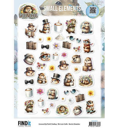 CD12544 - Find-it - Feuille à découper 10 pcs – Small Elements - Groundhog