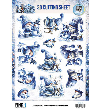 CD12546 - Find-it - Feuille 3D 10 pcs – Frosty Friends - Winter Gnome Wonders