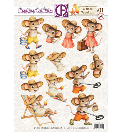 CCO-048 - Creative CutOuts - Feuille 3D prédécoupée - A Mice Vacation 01 - 