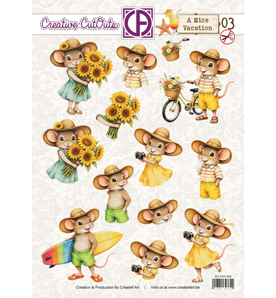 CCO-050 - Creative CutOuts - Feuille 3D prédécoupée - A Mice Vacation 03 - 