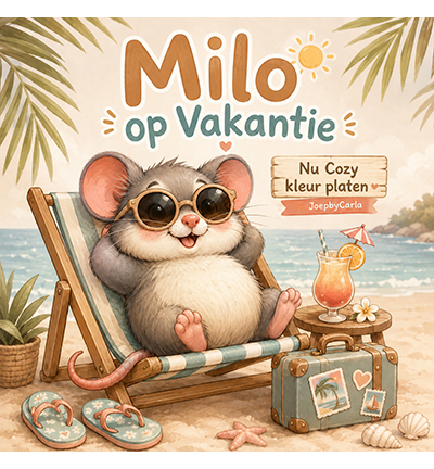 JBC-KK-2601001 - Joep By Carla - Milo op Vakantie - 12 kleurplaten - 