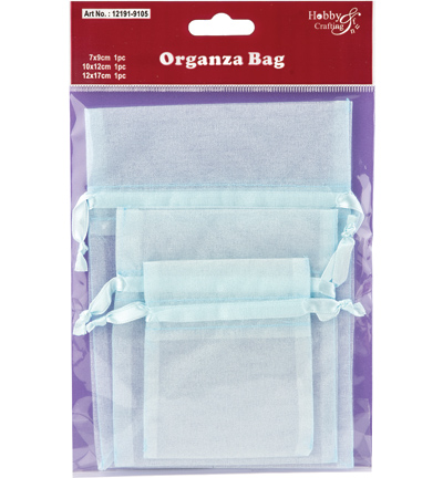 12191-9105 - Hobby Crafting Fun - (3) Menthe - Sachets organza 12191-9105 - Hobby Crafting Fun - (3) Menthe - Sachets organza