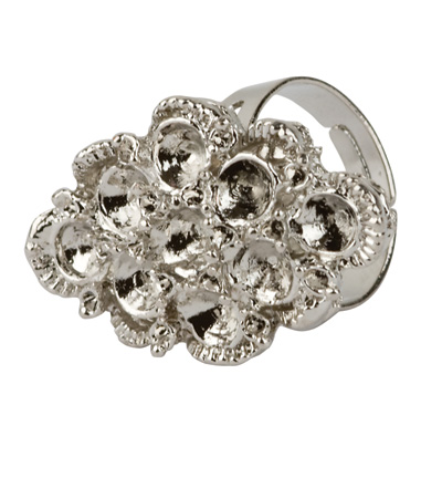 12011-1064 - Hobby Crafting Fun - Jewelry ring, Platinum - Pour strass