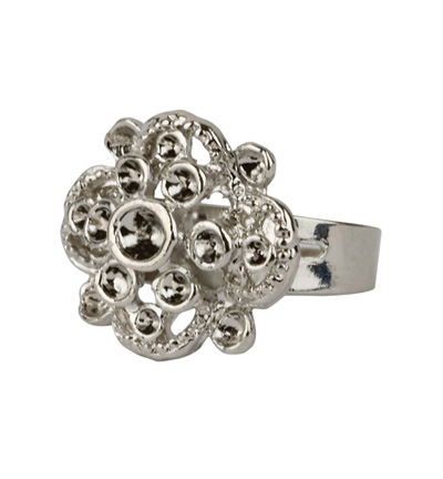 12011-1092 - Hobby Crafting Fun - Jewelry ring, Platinum - Pour strass