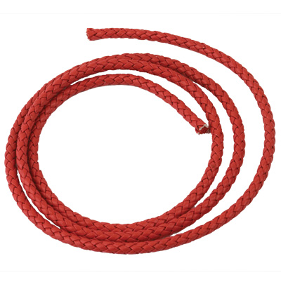 12144-4404 - Hobby Crafting Fun - Rond, rouge - Chaîne en cuir tressé
