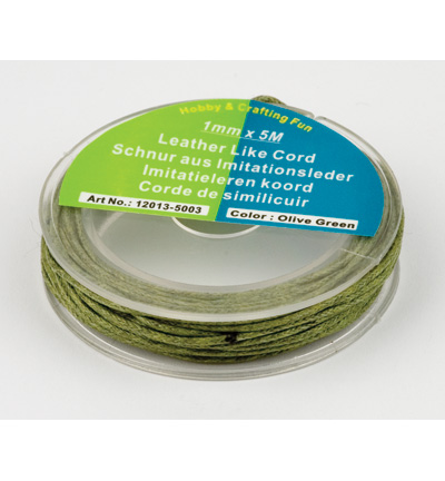 12013-5003 - Hobby Crafting Fun - Leather-like cord round, Olive Green - Cordes similicuir