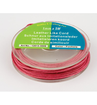 12013-5009 - Hobby Crafting Fun - Leather-like cord round, Fuchsia - Cordes similicuir