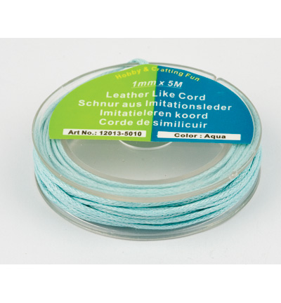 12013-5010 - Hobby Crafting Fun - Leather-like cord round, Aqua - Cordes similicuir
