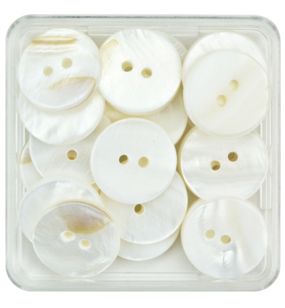 12067-6711 - Hobby Crafting Fun - Mother of Pearl button, 2 holes, Natural, round - Boutons 