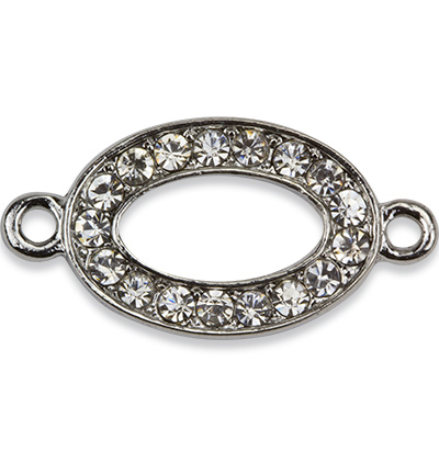 12164-6401 - Hobby Crafting Fun - Ovale, 2 yeux, platine - Entretoise avec strass