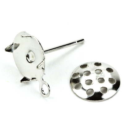 12247-4711 - Hobby Crafting Fun - Earpost with sieve, Platinum - Poussoirs
