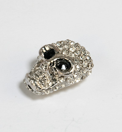 12254-5413 - Hobby Crafting Fun - Skull Bead With Strass, Platinum - Skull Beads Metal
