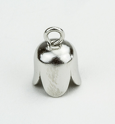 12296-9601 - Hobby Crafting Fun - Brass Bell Cap with Eye, Platinum - Cord clasp