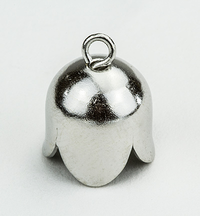12296-9605 - Hobby Crafting Fun - Brass Bell Cap with Eye, Platinum - Cord clasp