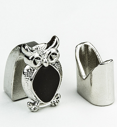 12311-1102 - Hobby Crafting Fun - Cord Clasp, Owl, Platinum/ Black - Clasp / Karabijn