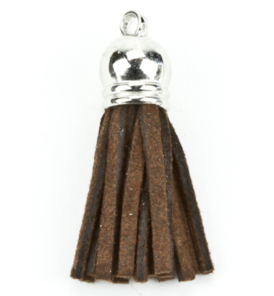 12312-1202 - Hobby Crafting Fun - Houppes, faux suede, brown/ silver - Franges & pompons 12312-1202 - Hobby Crafting Fun - Houppes, faux suede, brown/ silver - Franges & pompons