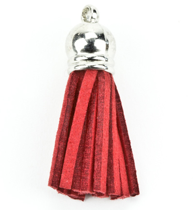 12312-1205 - Hobby Crafting Fun - Houppes, faux suede, red/ silver - Franges & pompons 12312-1205 - Hobby Crafting Fun - Houppes, faux suede, red/ silver - Franges & pompons