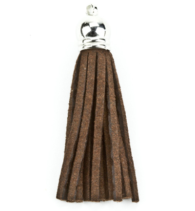12312-1222 - Hobby Crafting Fun - Houppes, faux suede, brown/ silver - Franges & pompons 12312-1222 - Hobby Crafting Fun - Houppes, faux suede, brown/ silver - Franges & pompons